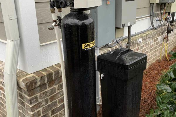 Water Softener System Installation in Adel, Ga. Hard water deposits were on plumbing fixtures in new home